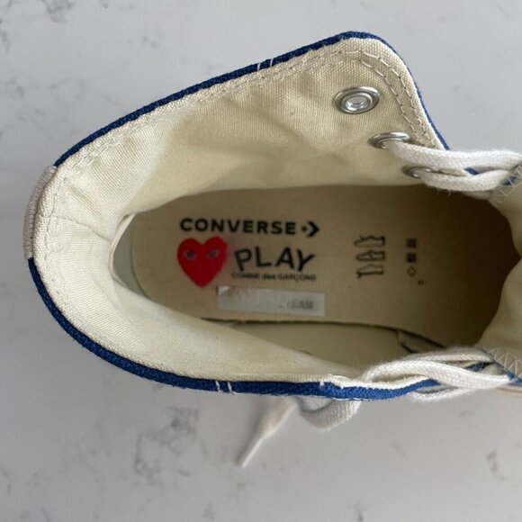 Converse All Star PLAY Comme des Garcons Hi Top Lace Up Sneakers Blue Sz 7W/5M - Picture 9 of 14